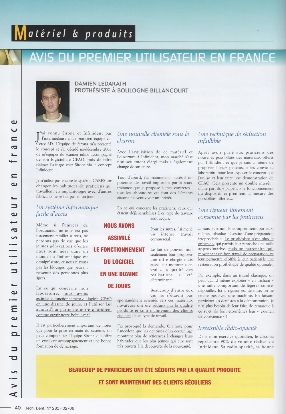 Article Technologie Dentaire n°231, page 40